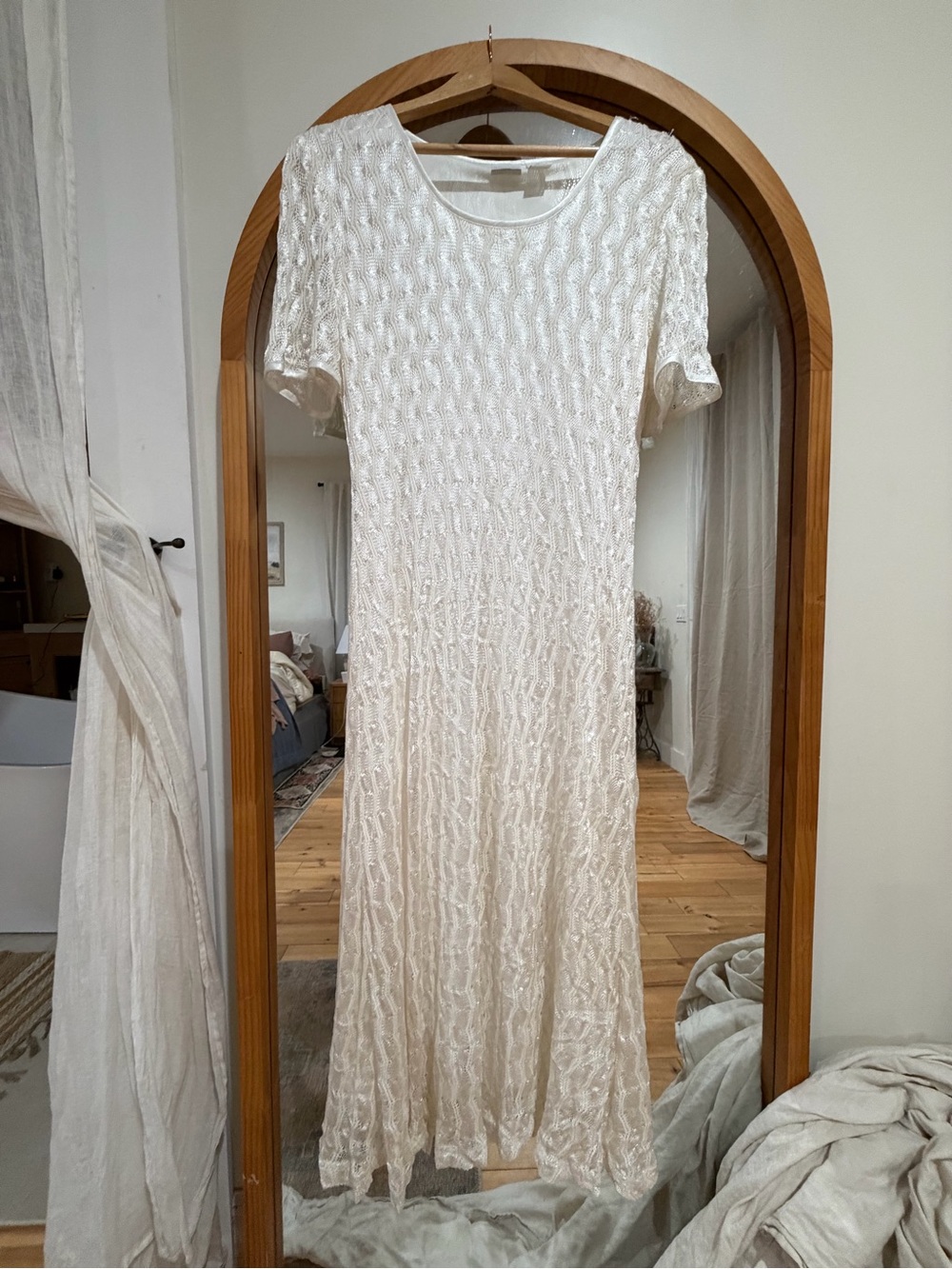 Studio C Vintage Cream Colored Lace Dress with Overlay